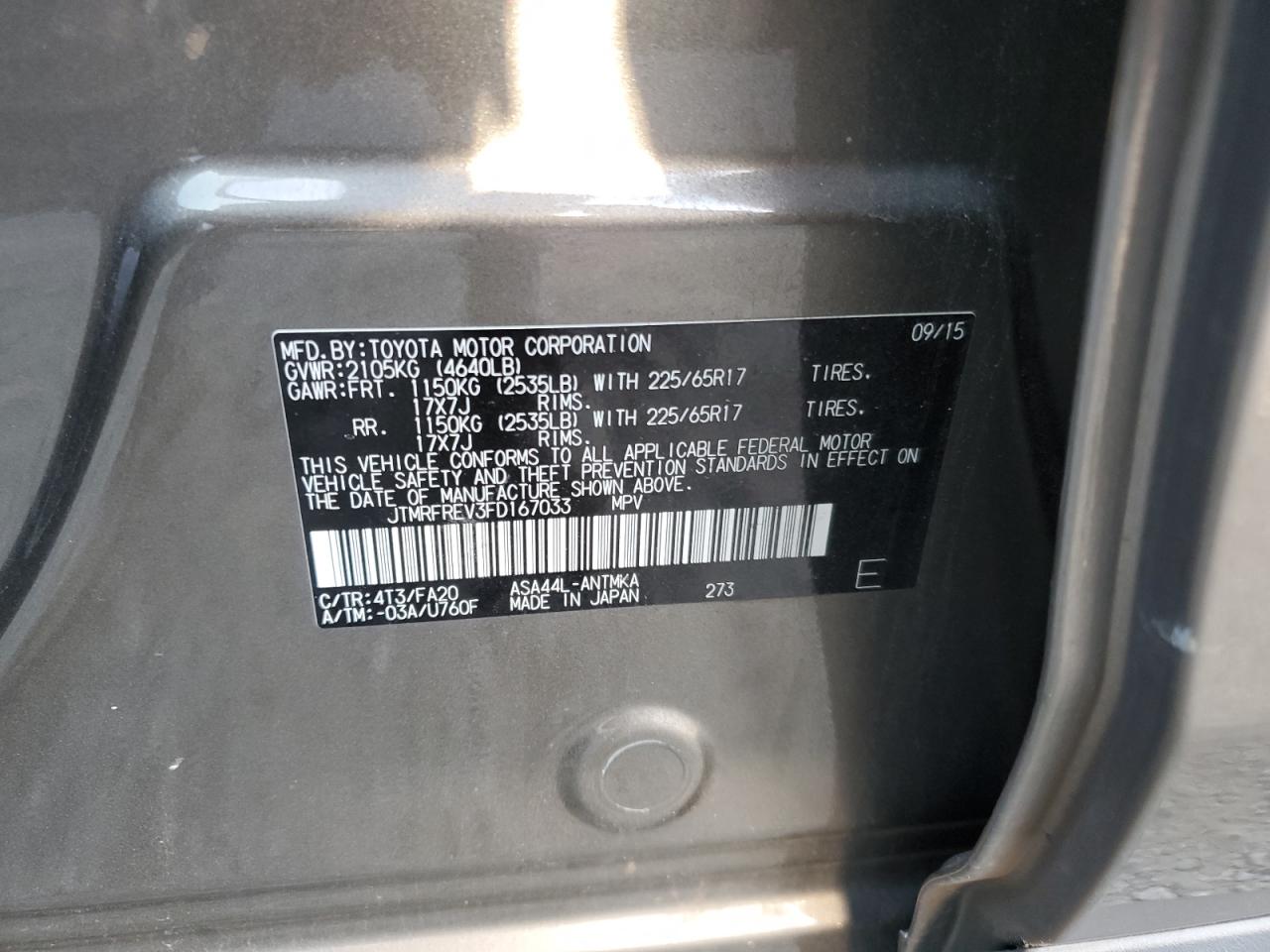 JTMRFREV3FD167033 2015 Toyota Rav4 Xle JTMRFREV3FD167033 2015 Toyota Rav4 Xle