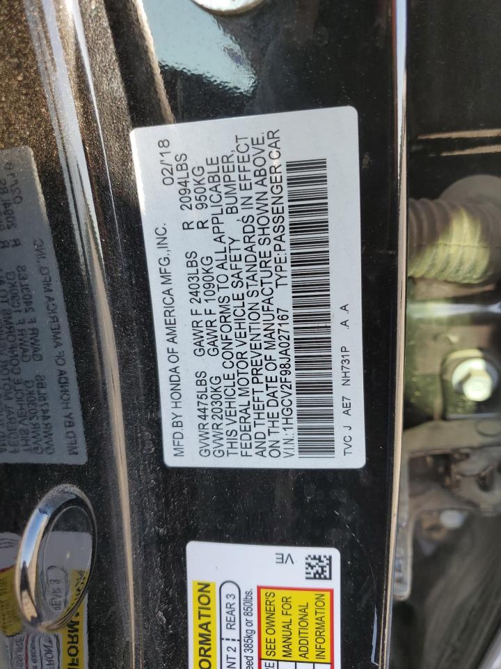 1HGCV2F98JA027167 2018 Honda Accord Touring