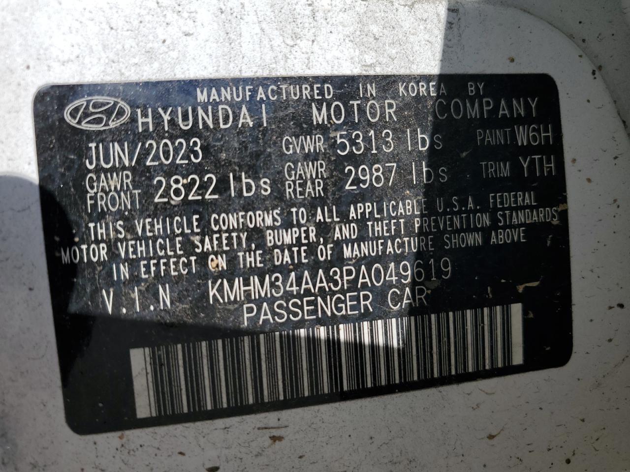 KMHM34AA3PA049619 2023 Hyundai Ioniq 6 Sel