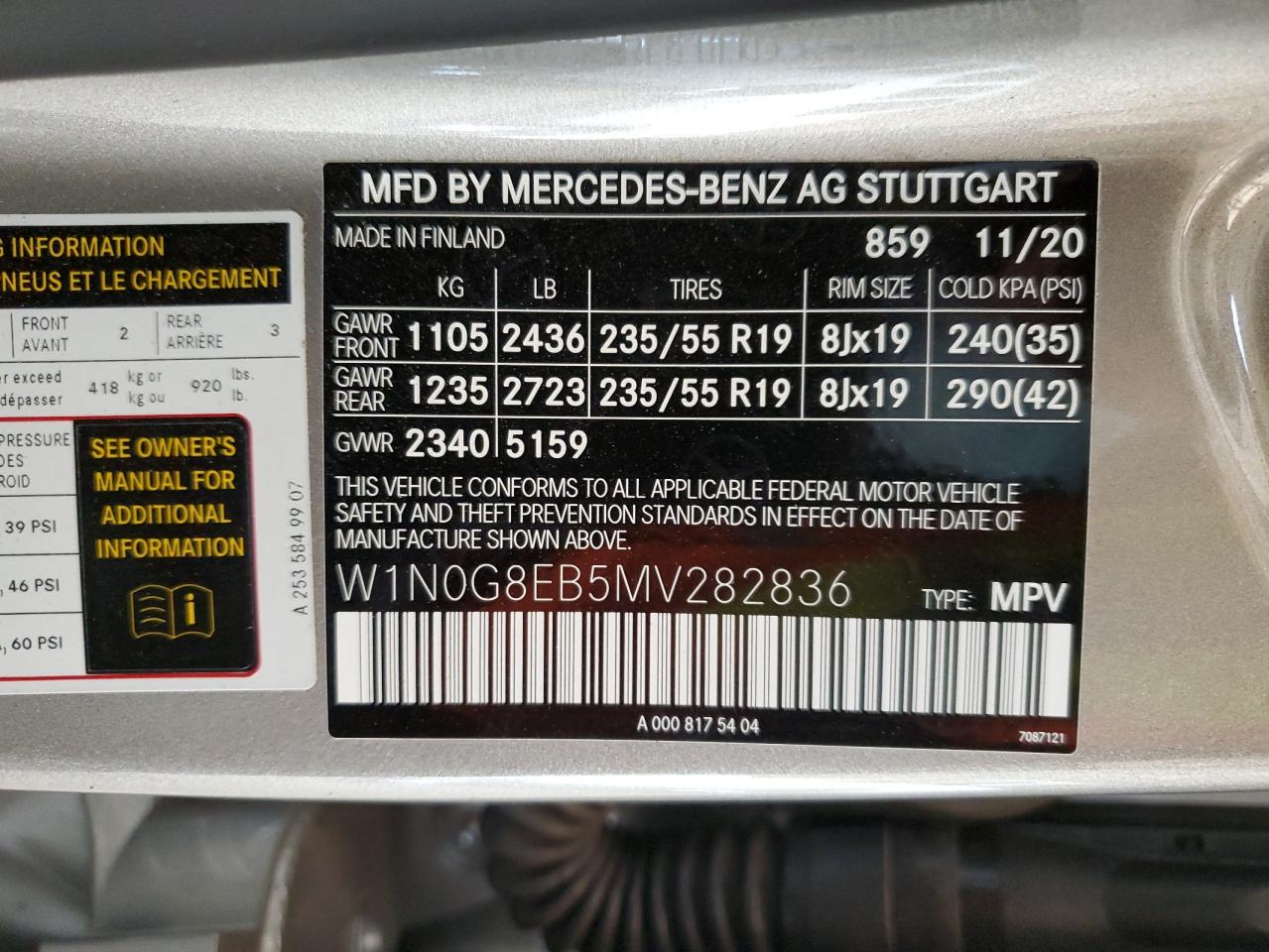 2021 Mercedes-Benz Glc 300 4Matic VIN: W1N0G8EB5MV282836 Lot: 73613274