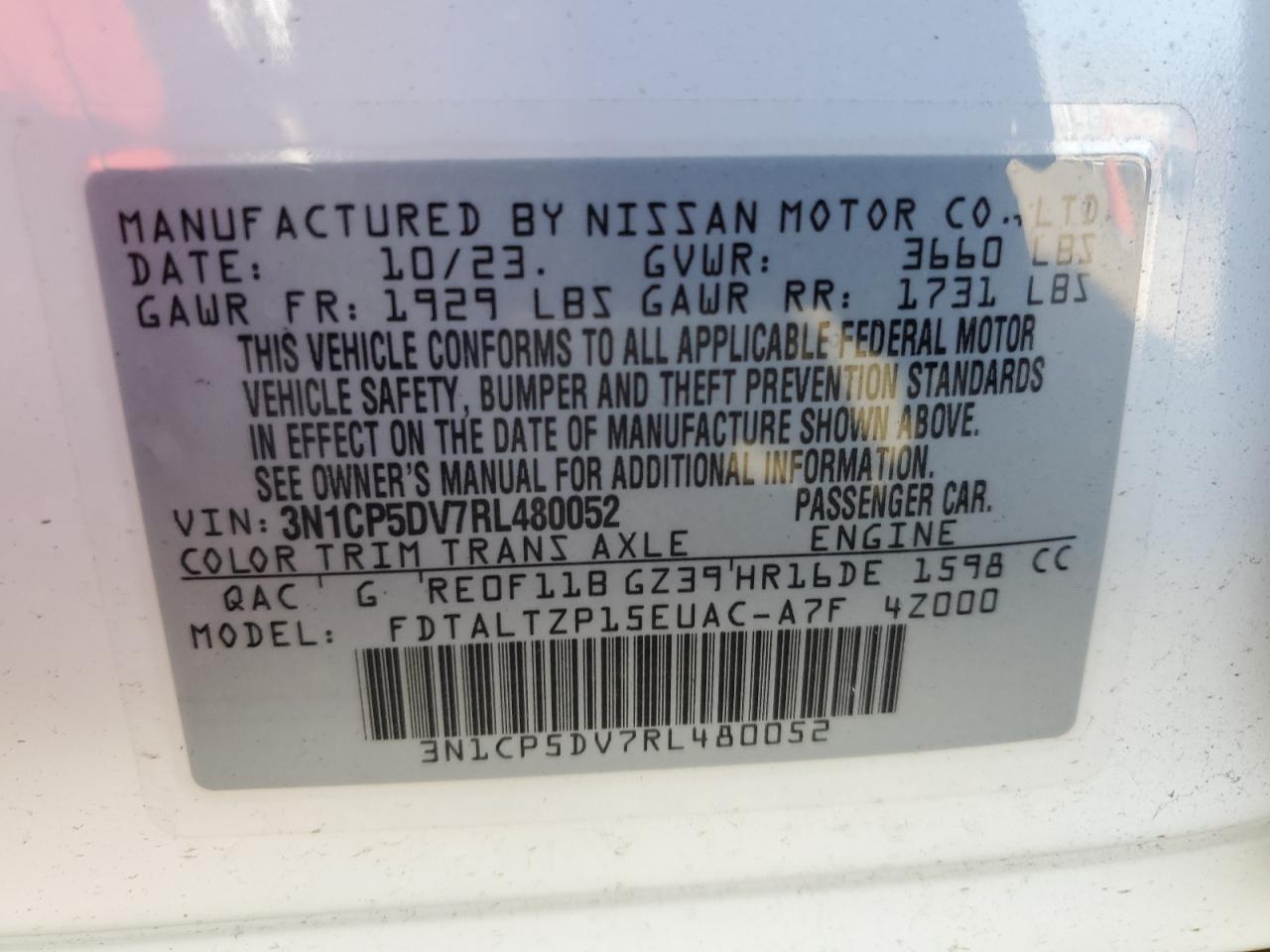 VIN 3N1CP5DV7RL480052 2024 NISSAN KICKS no.12