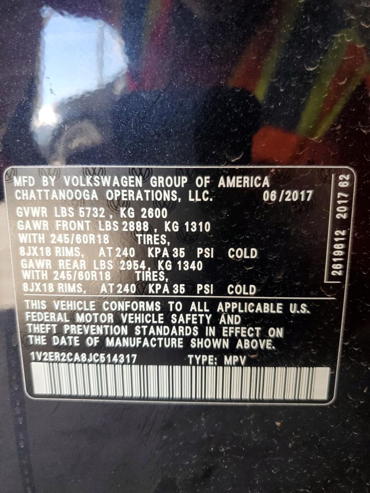 1V2ER2CA8JC514317 2018 Volkswagen Atlas Sel