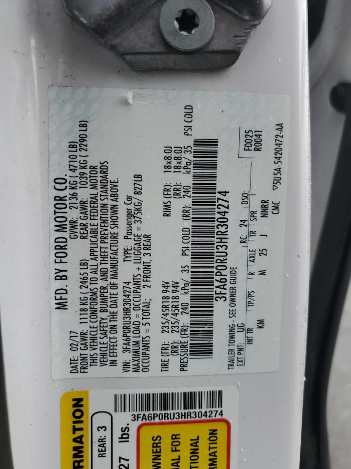 3FA6P0RU3HR304274 2017 FORD FUSION - Image 14