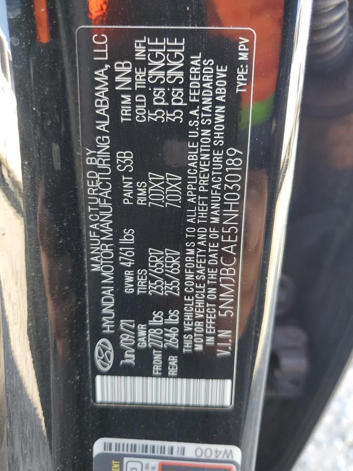 5NMJBCAE5NH030189 2022 Hyundai Tucson Sel