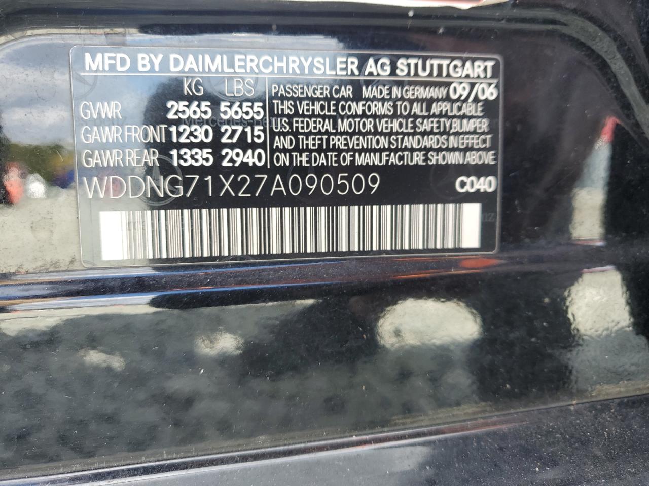 WDDNG71X27A090509 2007 Mercedes-Benz S 550