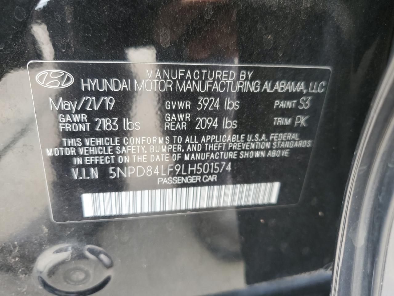 2020 Hyundai Elantra Sel VIN: 5NPD84LF9LH501574 Lot: 78550204