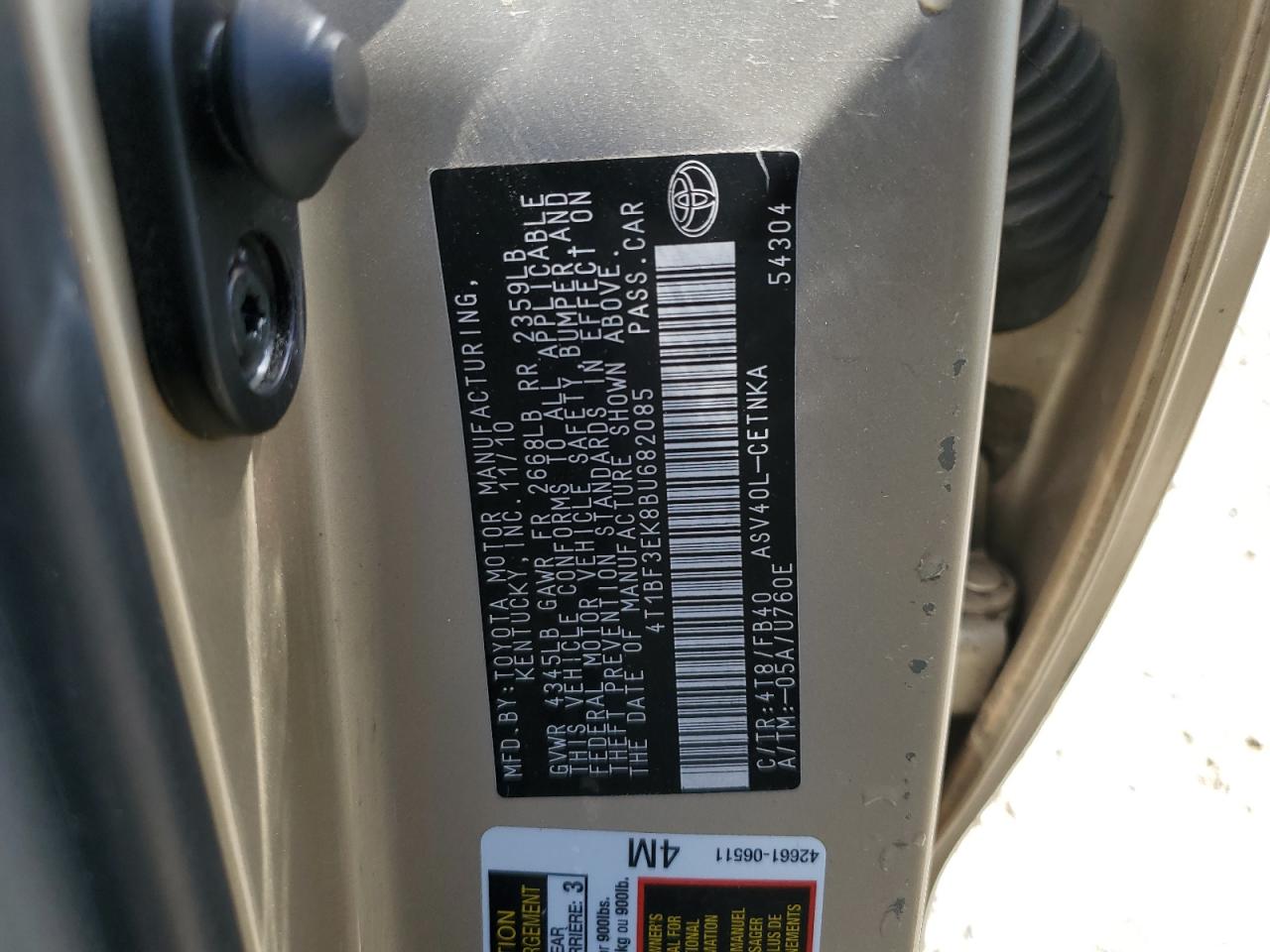 4T1BF3EK8BU682085 2011 Toyota Camry Base