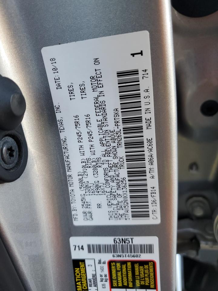 5TFAX5GNXKX136256 2019 Toyota Tacoma Double Cab