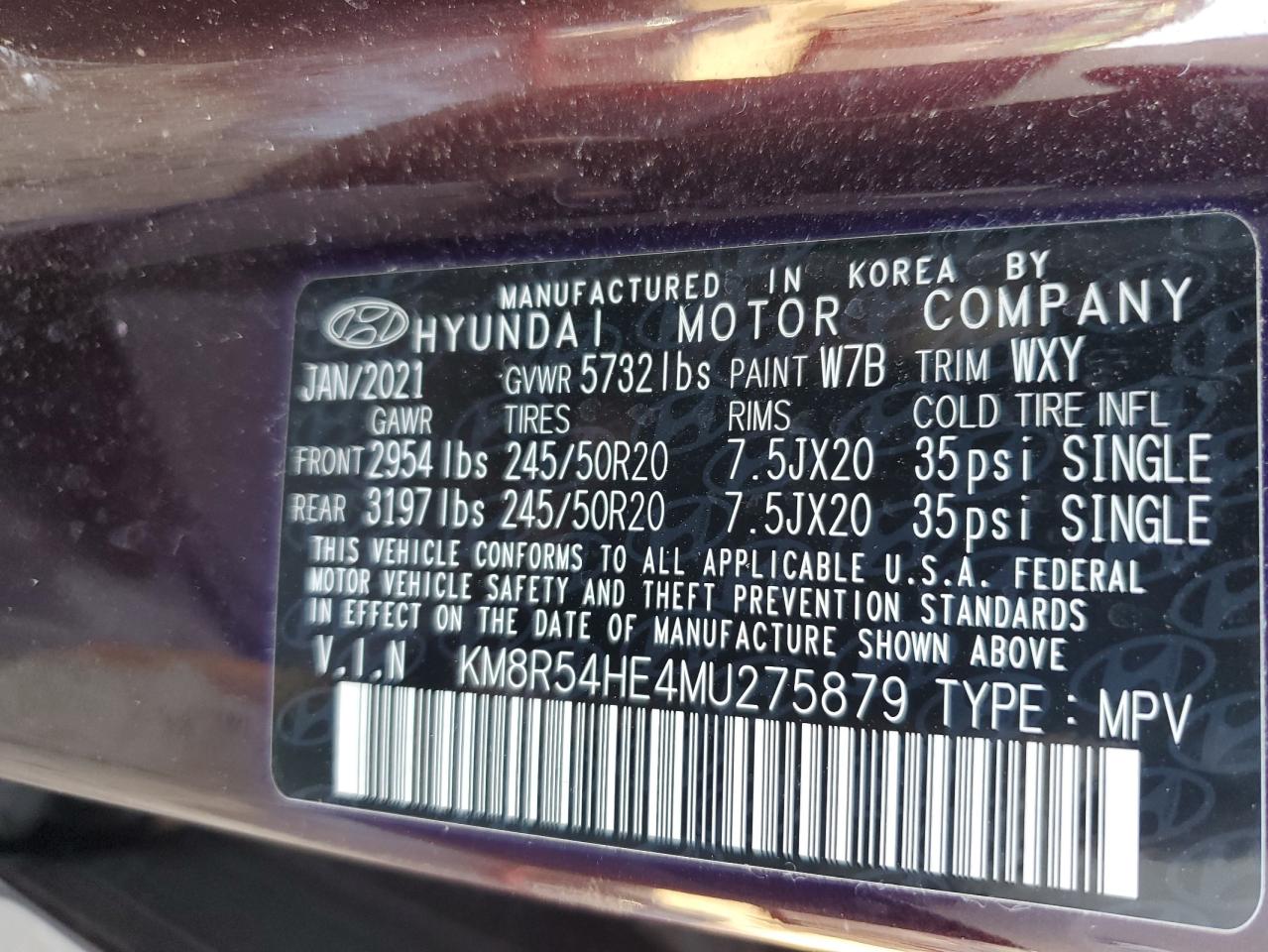 2021 Hyundai Palisade Limited VIN: KM8R54HE4MU275879 Lot: 78257944