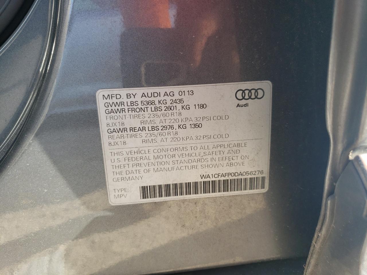 WA1CFAFP0DA056276 2013 Audi Q5 Premium