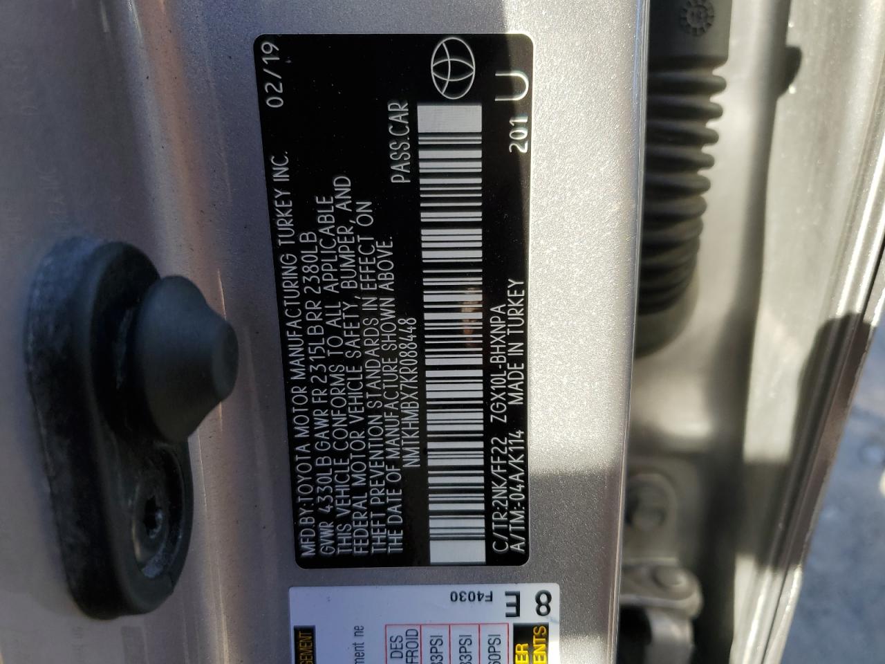 NMTKHMBX7KR088448 2019 Toyota C-Hr Xle