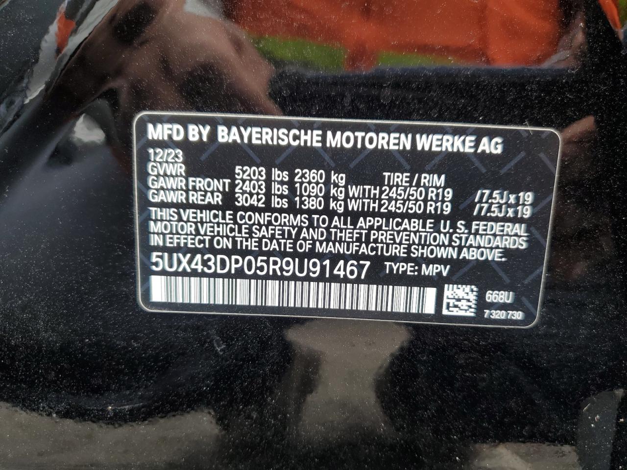 2024 BMW X3 Sdrive30I VIN: 5UX43DP05R9U91467 Lot: 75201934