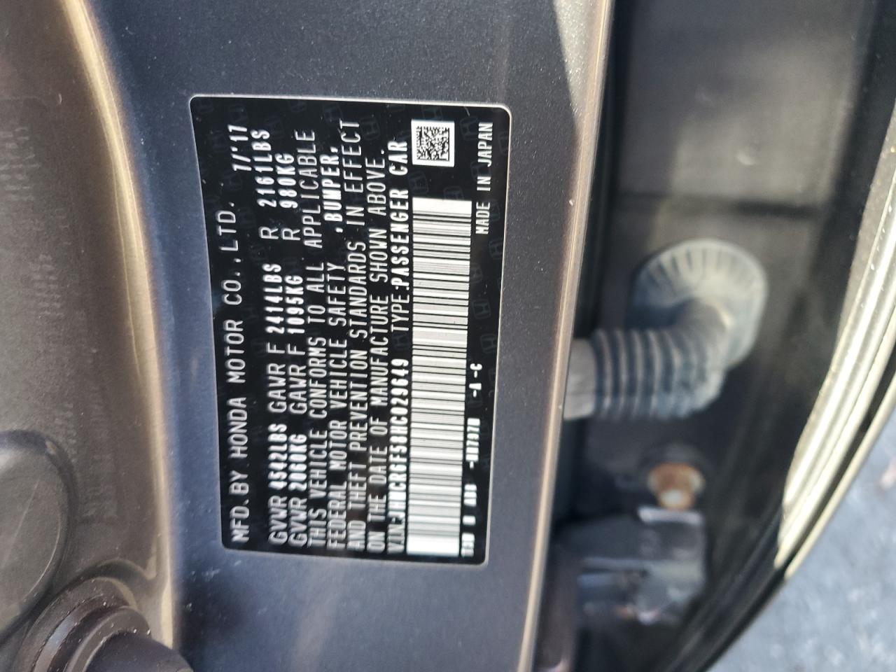 JHMCR6F58HC029649 2017 Honda Accord Hybrid Exl