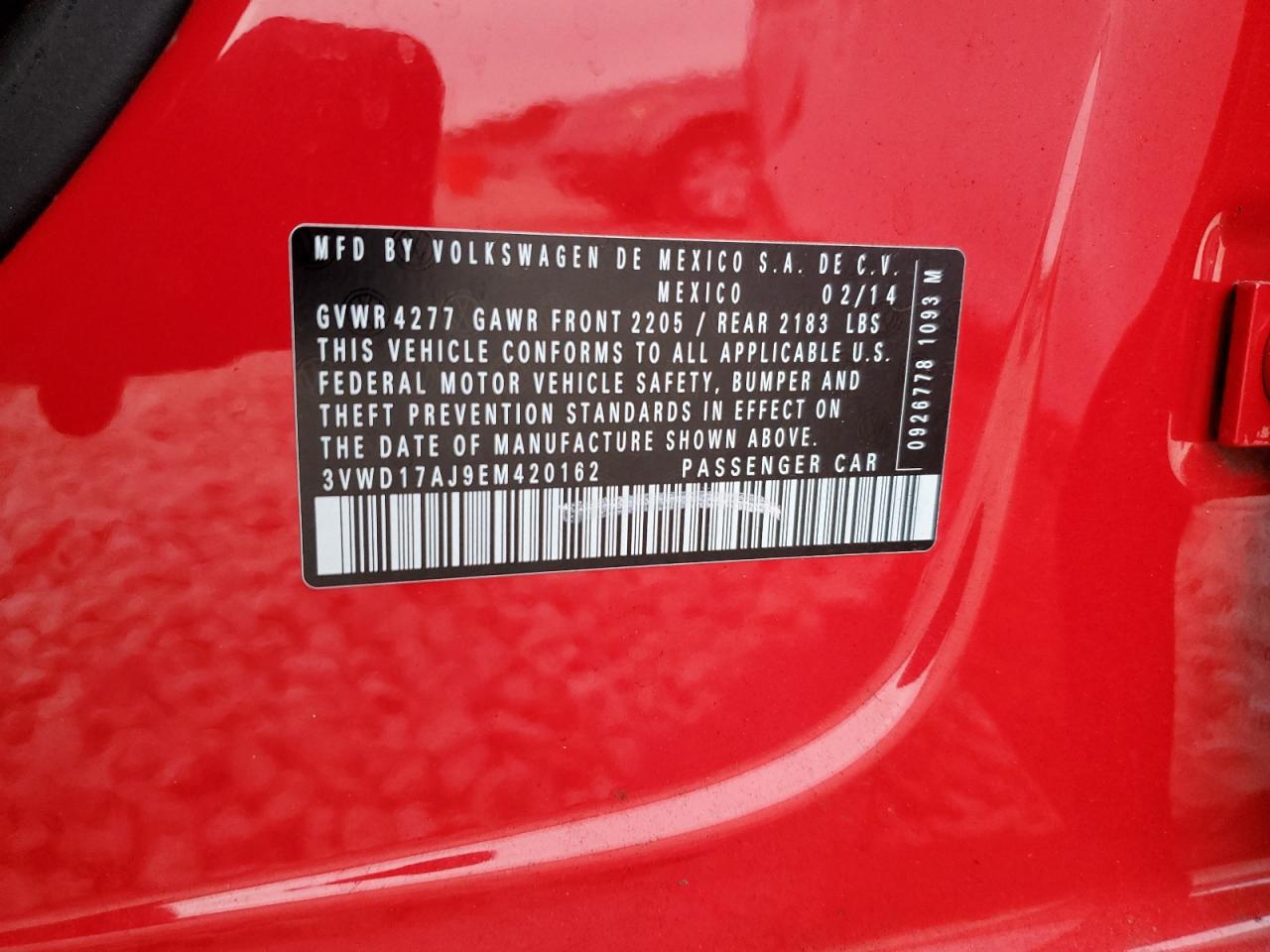 2014 Volkswagen Jetta Se VIN: 3VWD17AJ9EM420162 Lot: 77450894