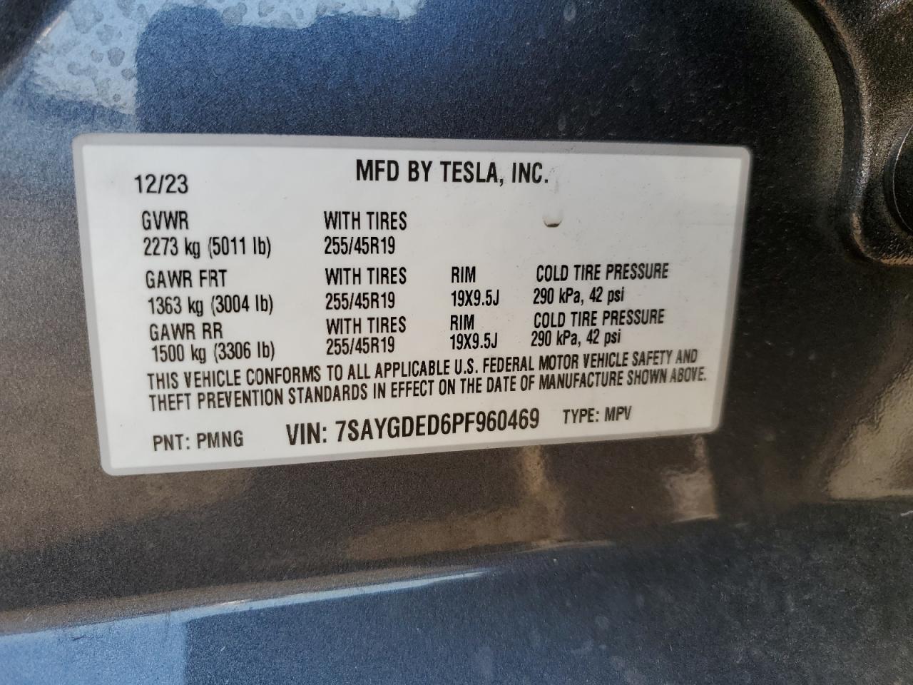 2023 Tesla Model Y VIN: 7SAYGDED6PF960469 Lot: 66164744