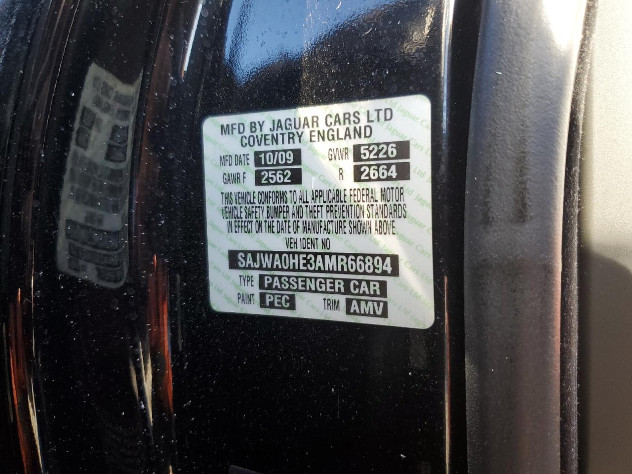 2010 Jaguar Xf Supercharged VIN: SAJWA0HE3AMR66894 Lot: 79647614