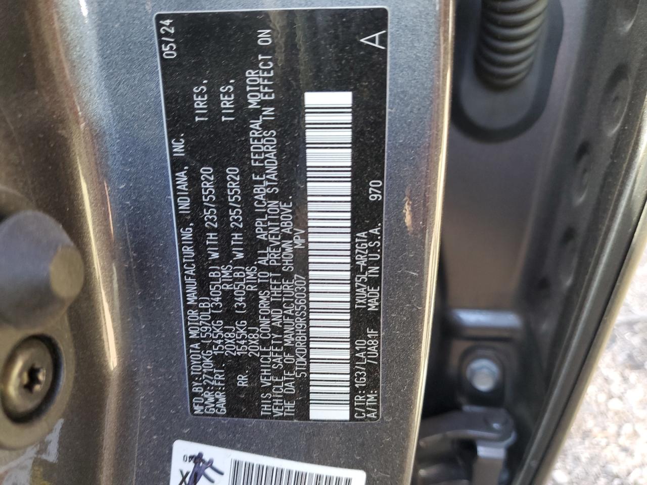 5TDKDRBH9RS560307 2024 Toyota Highlander Le