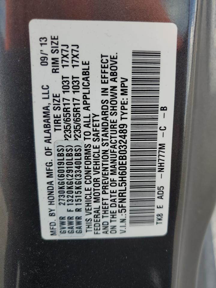 5FNRL5H60EB032489 2014 Honda Odyssey Exl