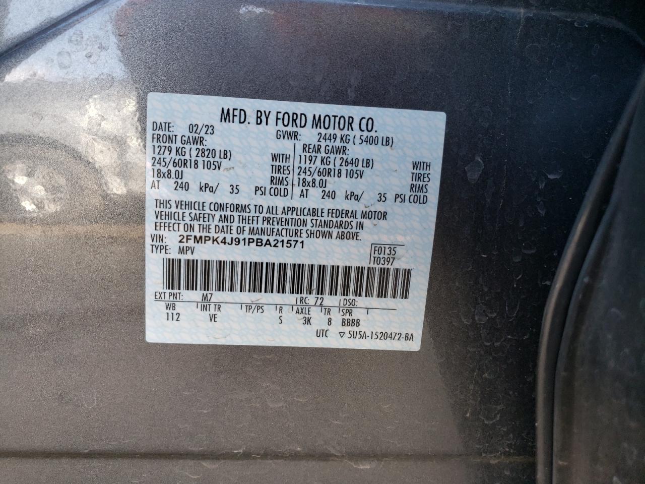 2FMPK4J91PBA21571 2023 FORD EDGE - Image 12