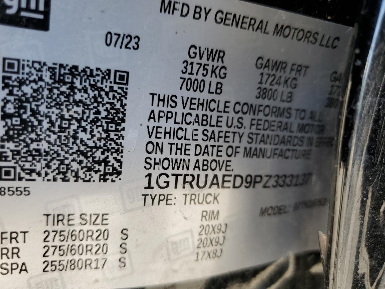 1GTRUAED9PZ333137 2023 GMC Sierra K1500