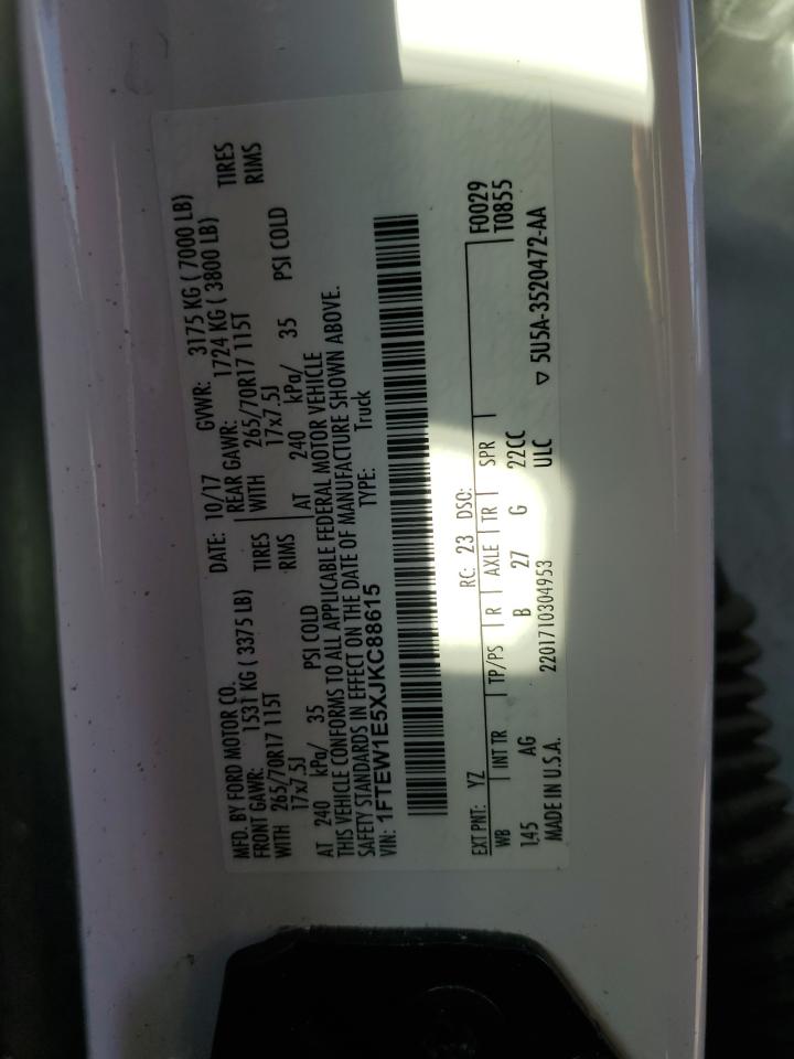 2018 Ford F150 Supercrew VIN: 1FTEW1E5XJKC88615 Lot: 73720254