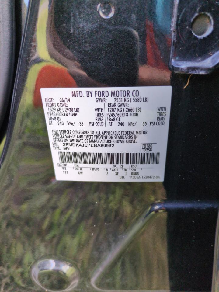 2014 Ford Edge Sel VIN: 2FMDK4JC7EBA80992 Lot: 75353114