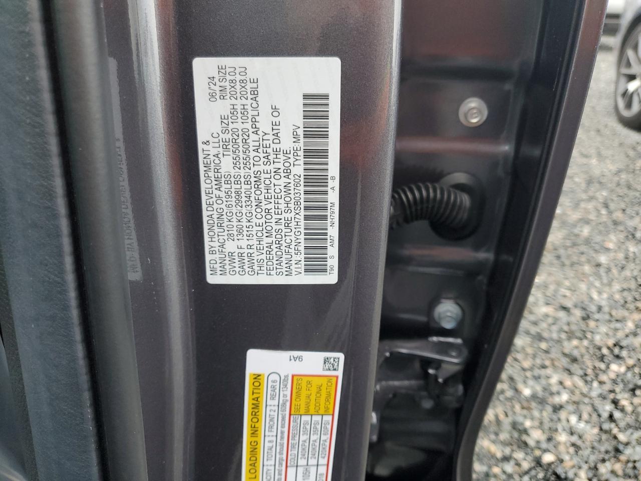 5FNYG1H7XSB037602 2025 Honda Pilot Touring