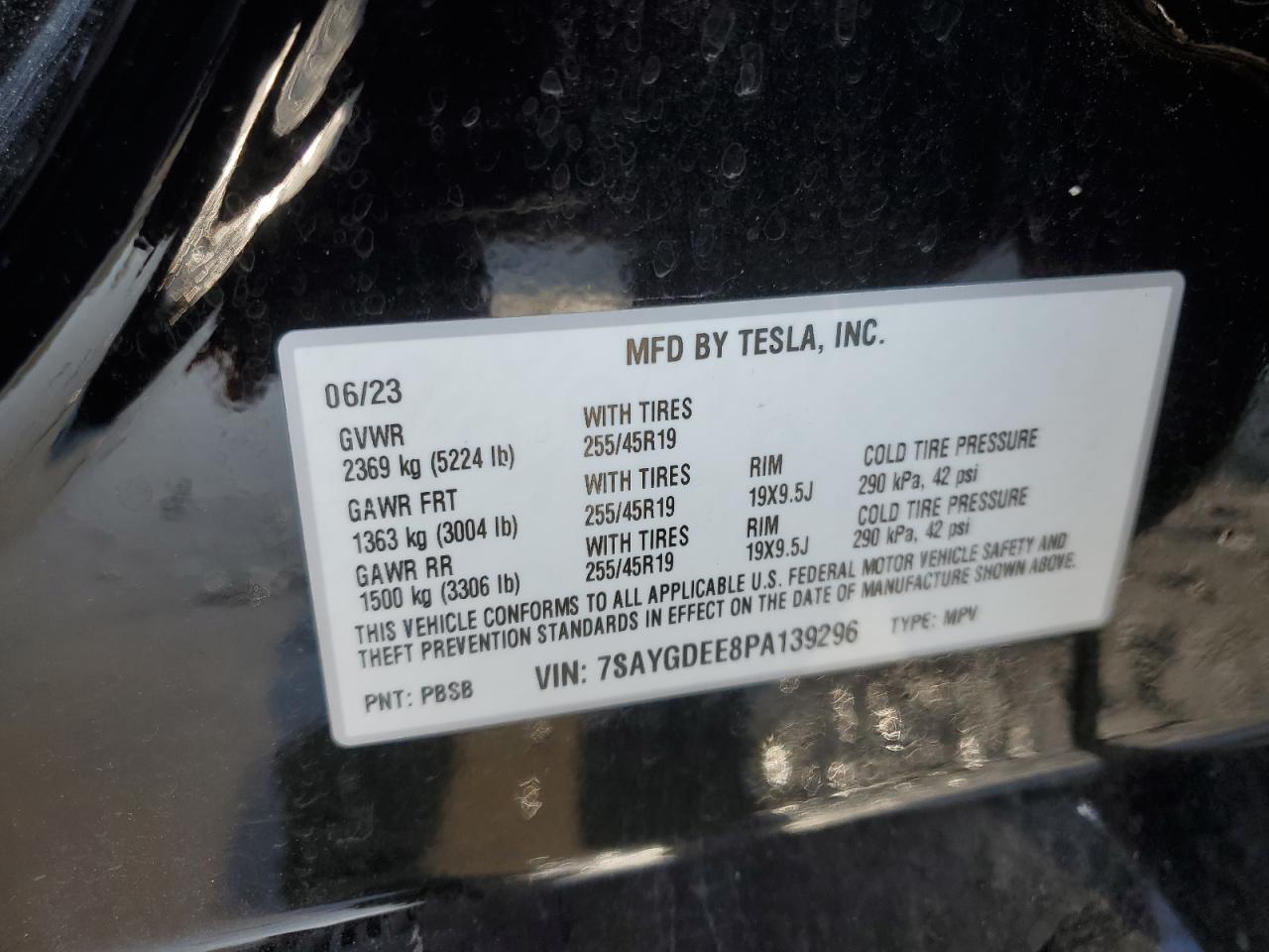 7SAYGDEE8PA139296 2023 Tesla Model Y