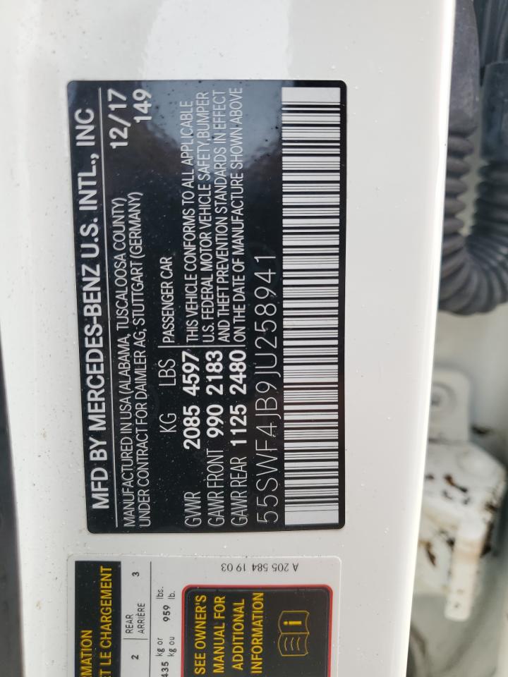 2018 Mercedes-Benz C 300 VIN: 55SWF4JB9JU258941 Lot: 74593154