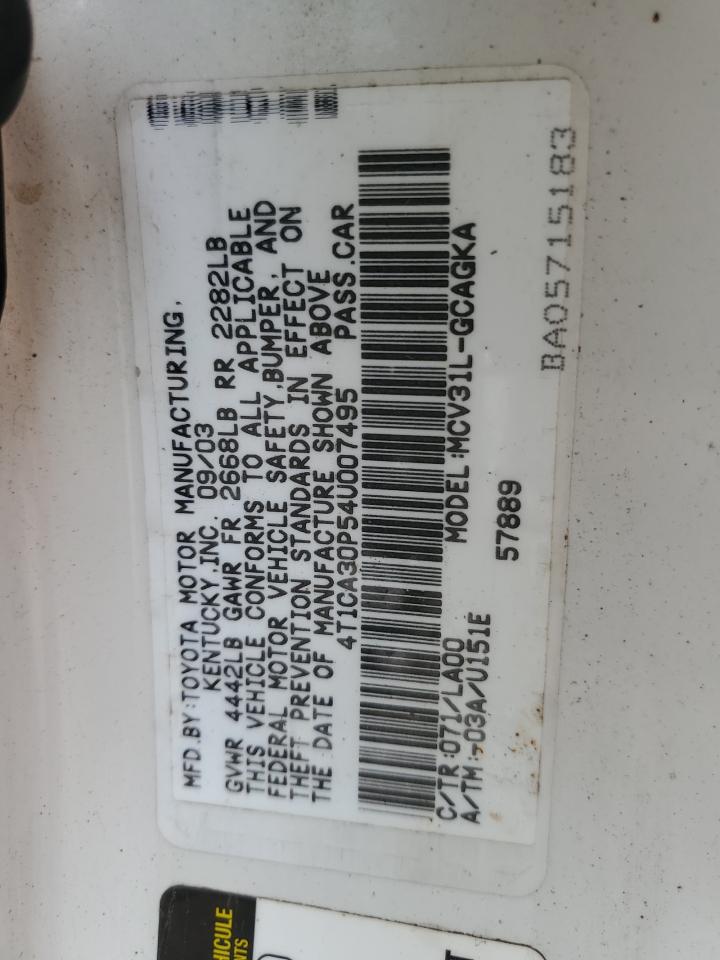 4T1CA30P54U007495 2004 Toyota Camry Solara Se