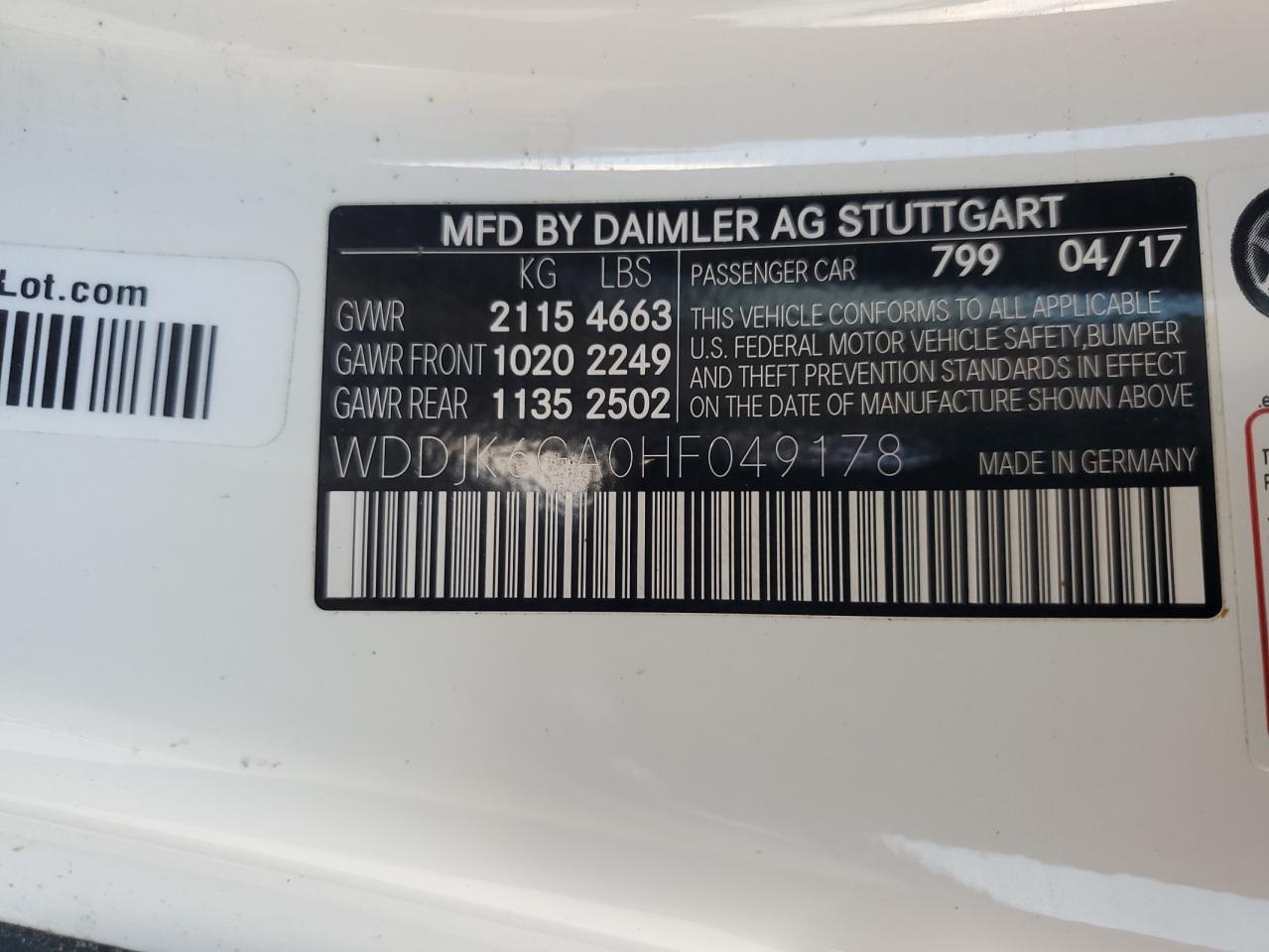 WDDJK6GA0HF049178 2017 Mercedes-Benz Sl 450