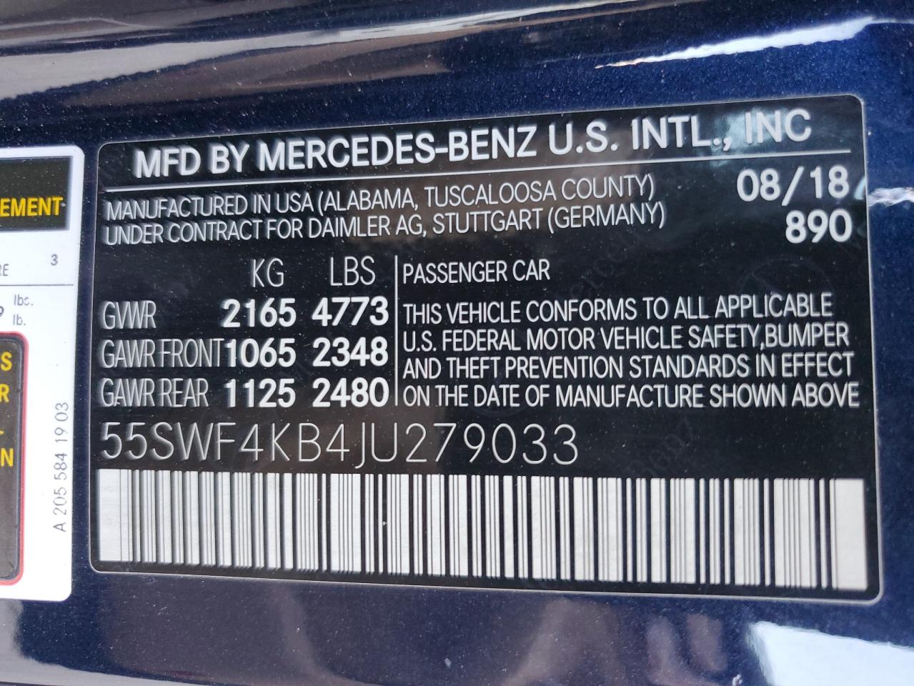 55SWF4KB4JU279033 2018 Mercedes-Benz C 300 4Matic