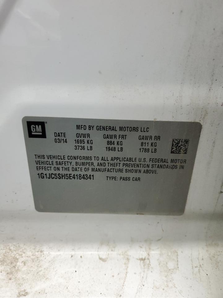 2014 Chevrolet Sonic Lt VIN: 1G1JC5SH5E4184341 Lot: 76308334
