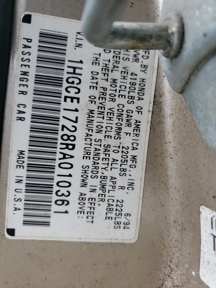 1994 Honda Accord Lx VIN: 1HGCE1728RA010361 Lot: 73393524