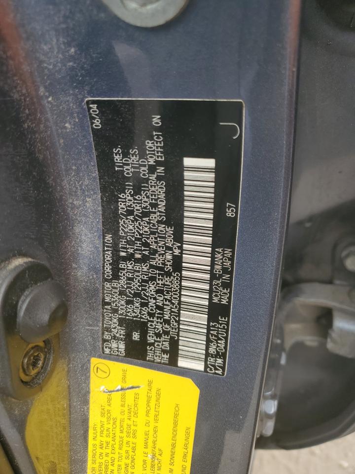 2004 Toyota Highlander Base VIN: JTEGP21A540038855 Lot: 74898924