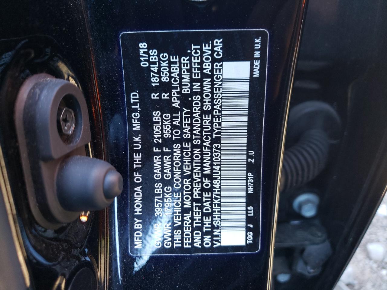 SHHFK7H48JU410373 2018 Honda Civic Sport