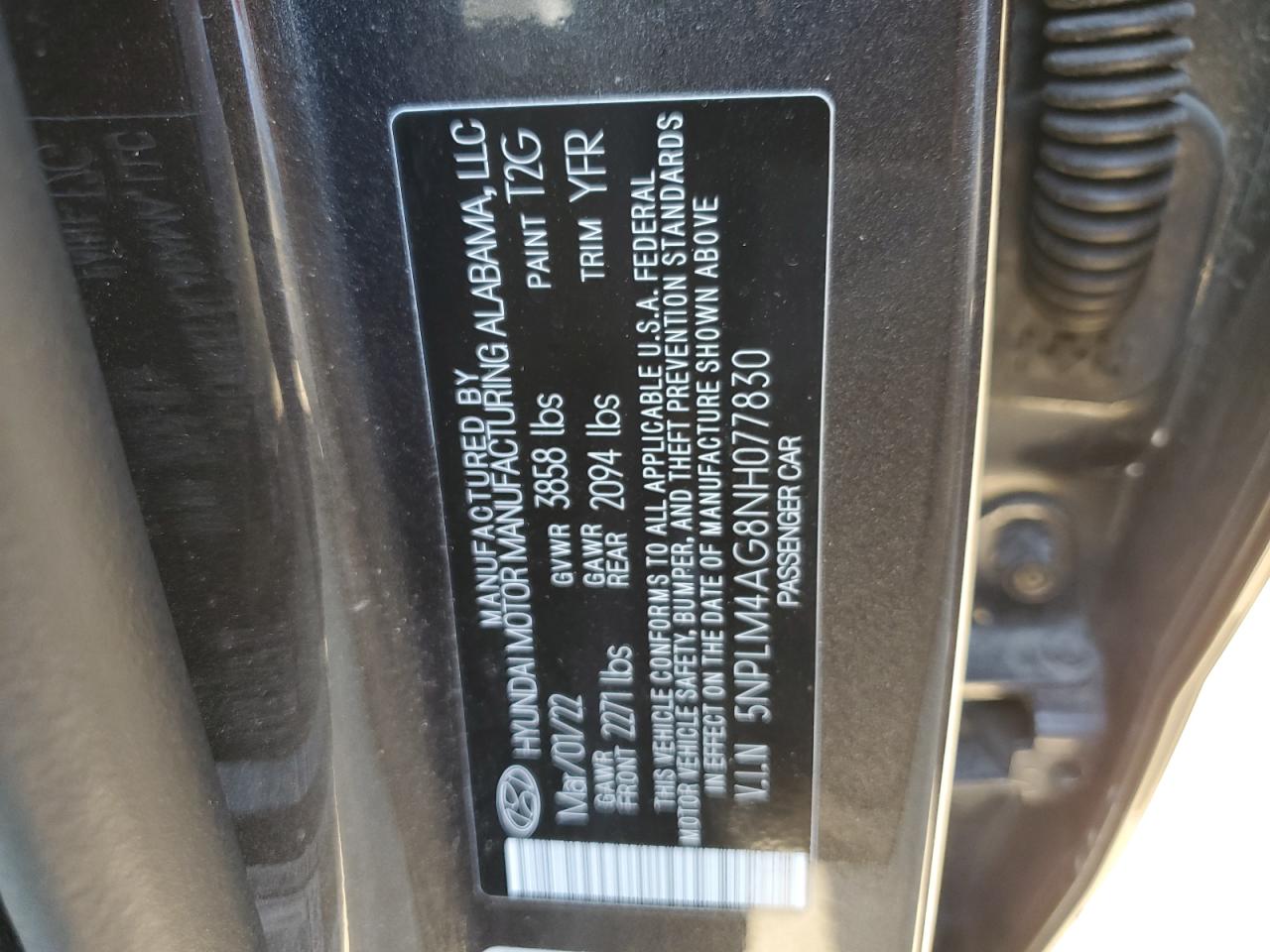 5NPLM4AG8NH077830 2022 Hyundai Elantra Sel