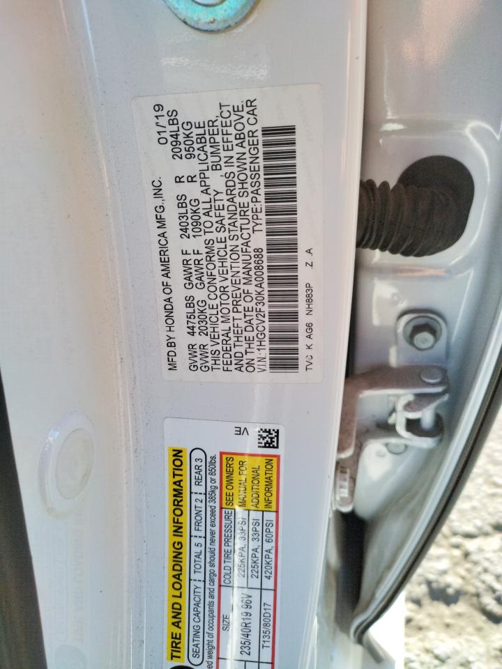 1HGCV2F30KA008688 2019 Honda Accord Sport