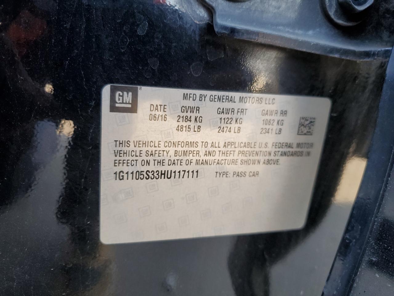 1G1105S33HU117111 2017 Chevrolet Impala Lt