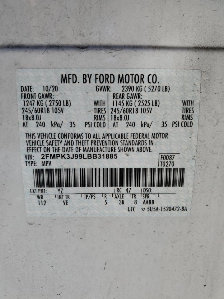 2FMPK3J99LBB31885 2020 Ford Edge Sel