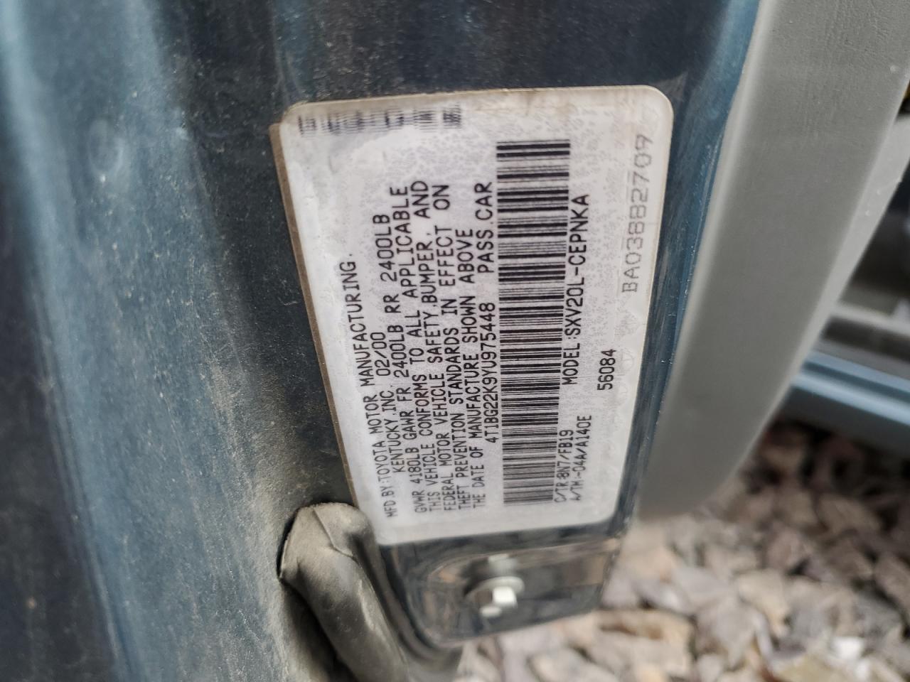 4T1BG22K9YU975448 2000 Toyota Camry Ce