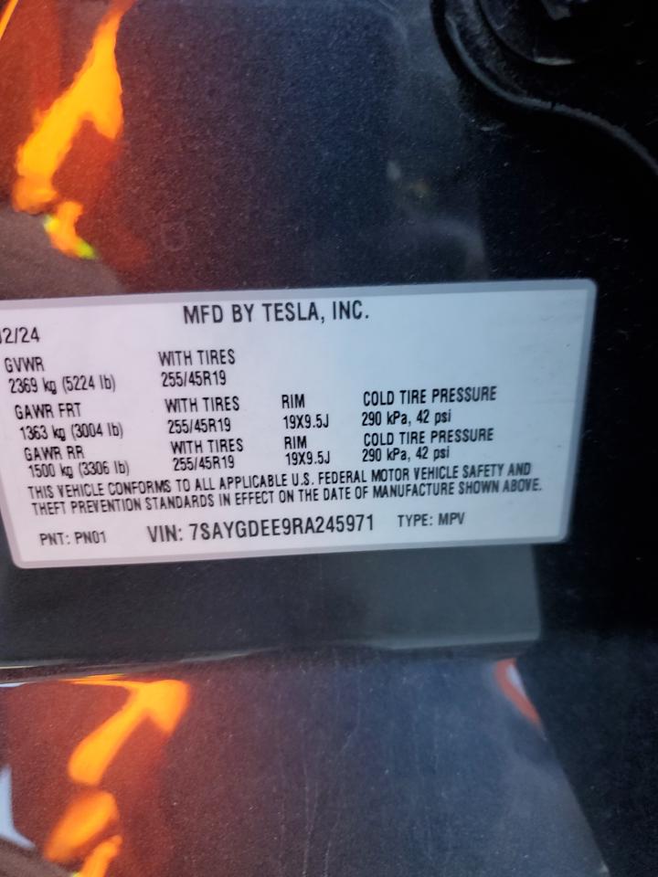 7SAYGDEE9RA245971 2024 Tesla Model Y