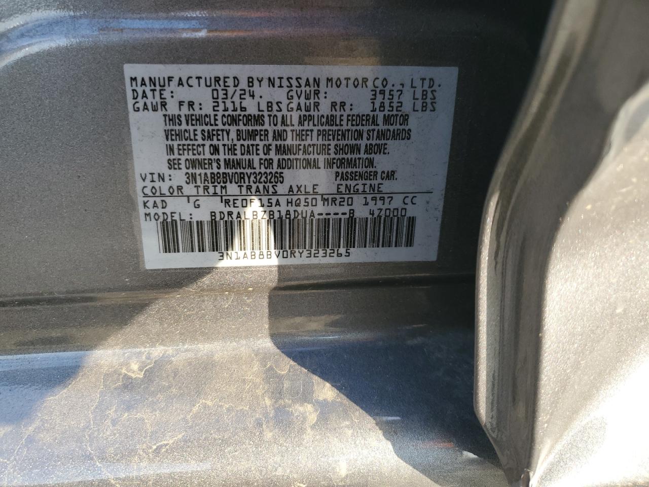 3N1AB8BV0RY323265 2024 Nissan Sentra S