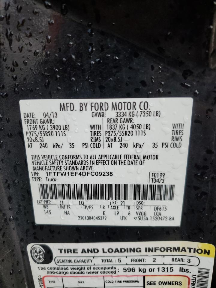 2013 Ford F150 Supercrew VIN: 1FTFW1EF4DFC09238 Lot: 76471354