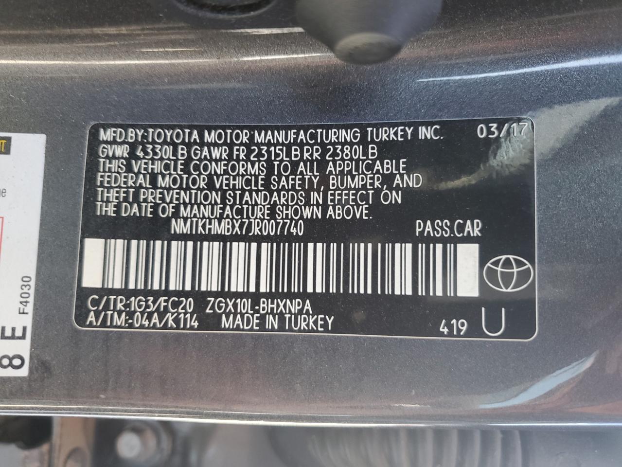 NMTKHMBX7JR007740 2018 Toyota C-Hr Xle