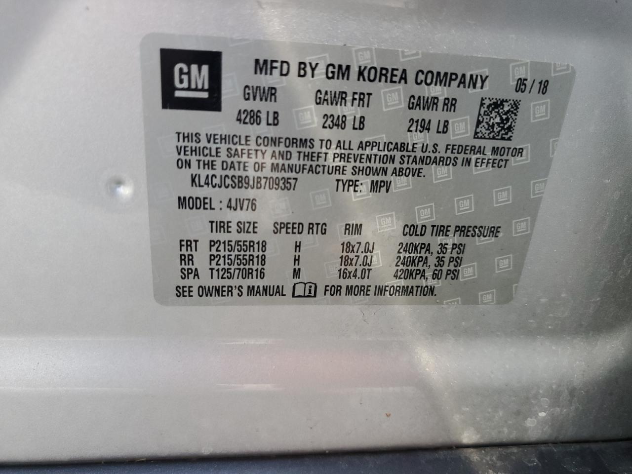 KL4CJCSB9JB709357 2018 Buick Encore Essence