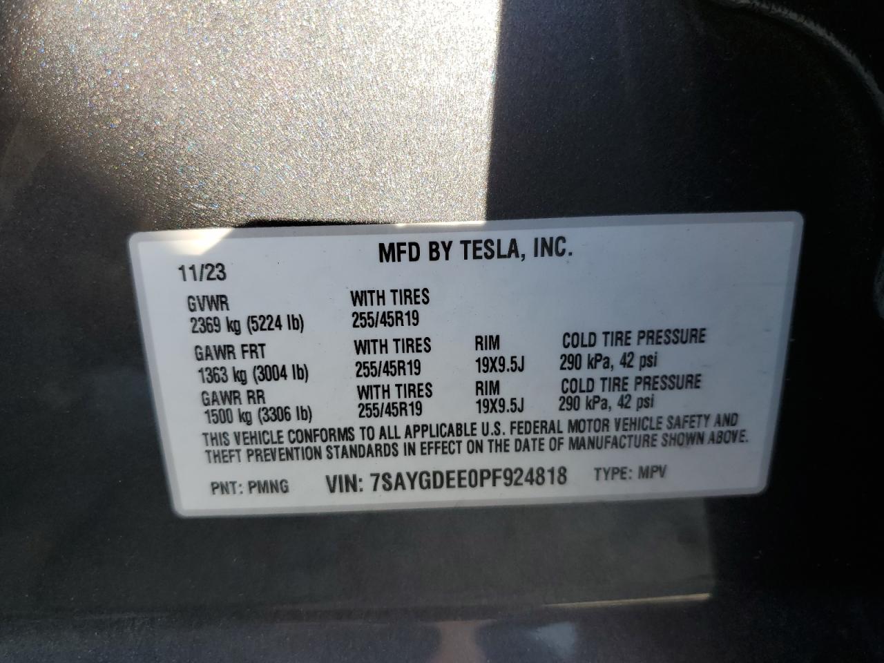 7SAYGDEE0PF924818 2023 Tesla Model Y