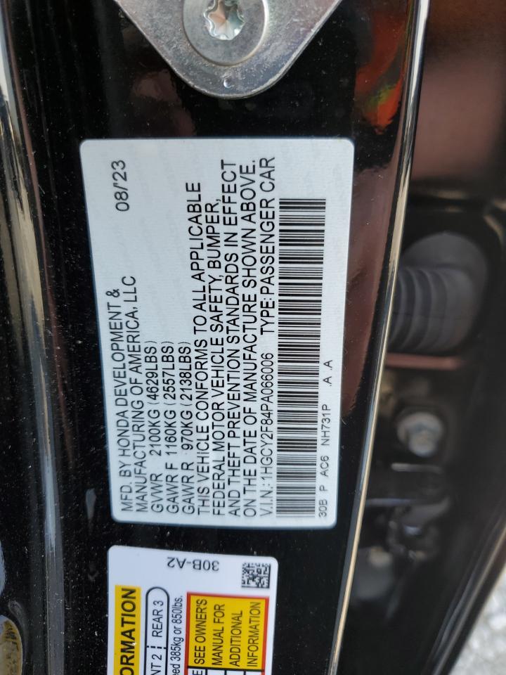 1HGCY2F84PA066006 2023 Honda Accord Touring Hybrid