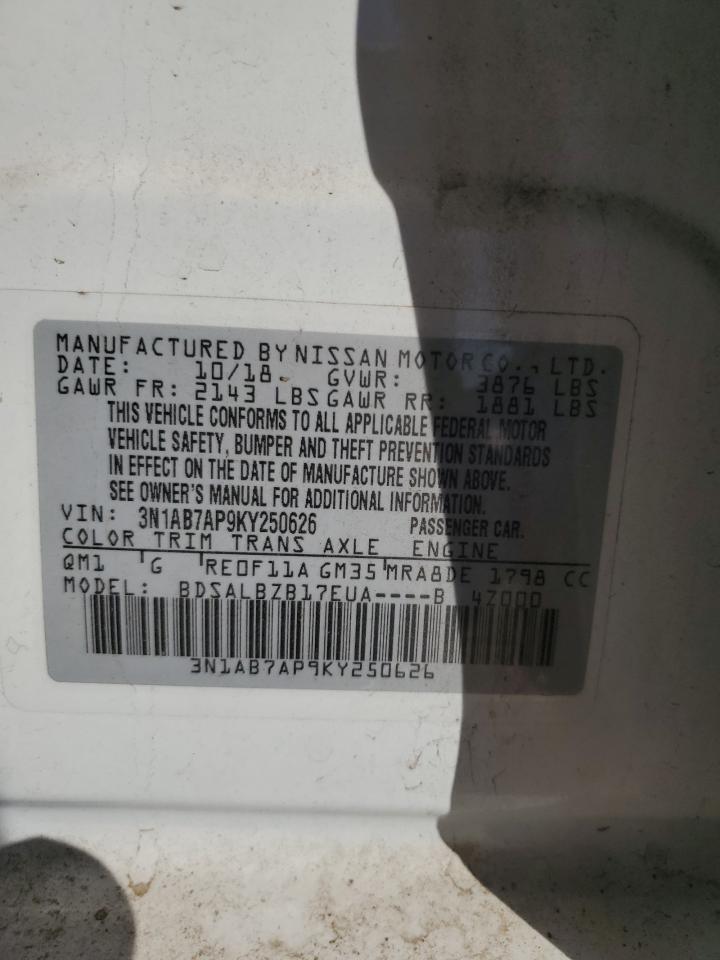 VIN 3N1AB7AP9KY250626 2019 NISSAN SENTRA no.12