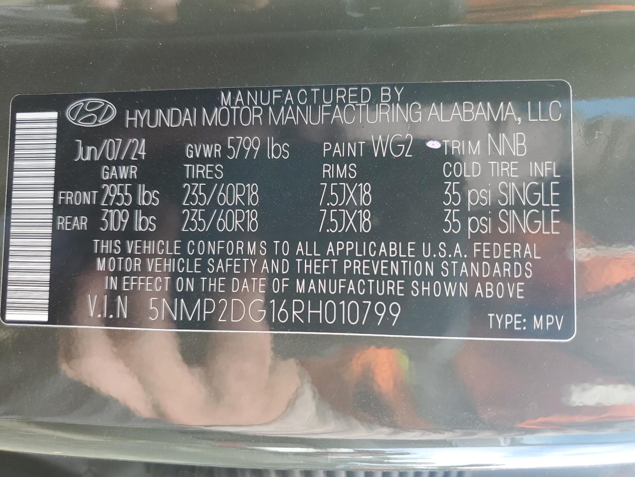 2024 Hyundai Santa Fe Sel VIN: 5NMP2DG16RH010799 Lot: 74345584